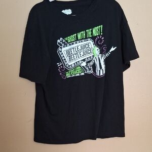 Beetlejuice Graphic Tee with Neon Green & Purple Print XL